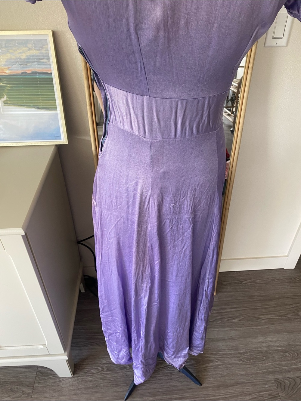 Vintage 1940s Purple Puff-Sleeve Midi Dress - Picture 12 of 16